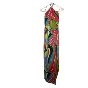 Vibrant Blanc Multicolor Asymmetrical Dress